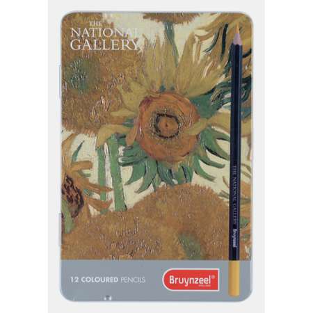Набор цветных карандашей BRUYNZEEL The National Gallery Подсолнухи Ван Гог 12 цветов в металлическом коробе-пенале