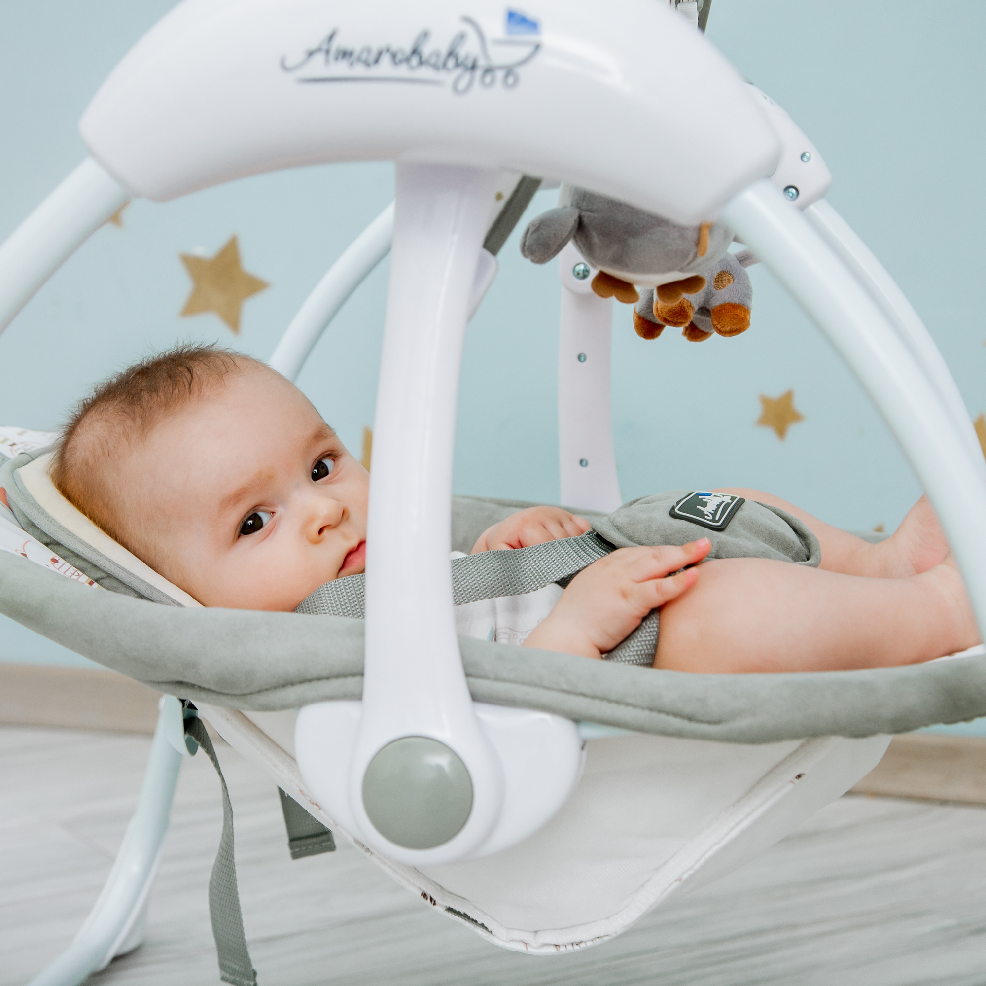 Электрокачели Amarobaby Swinging Baby Cерый - фото 24