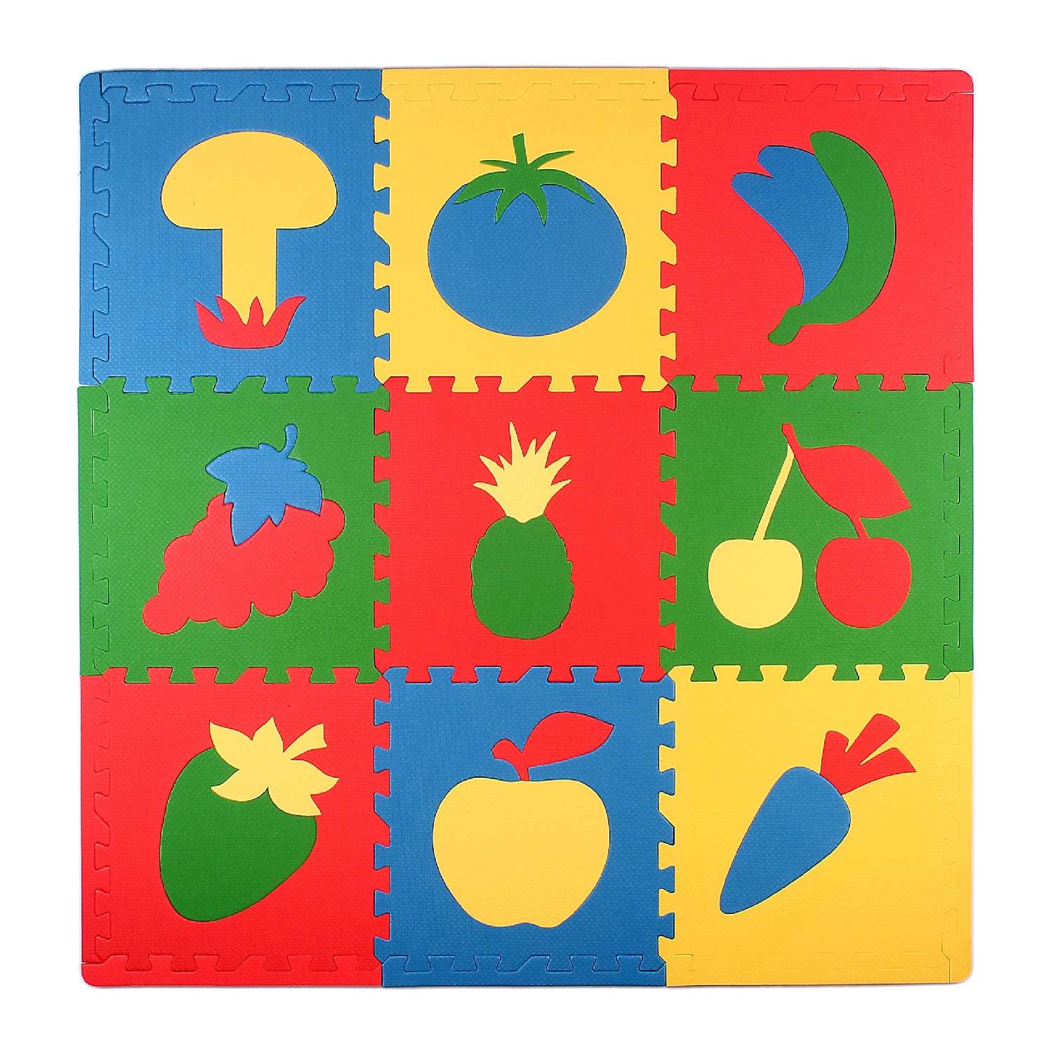 Развивающий детский коврик Eco cover игровой для ползания мягкий пол Сад-Огород 30х30 - фото 1