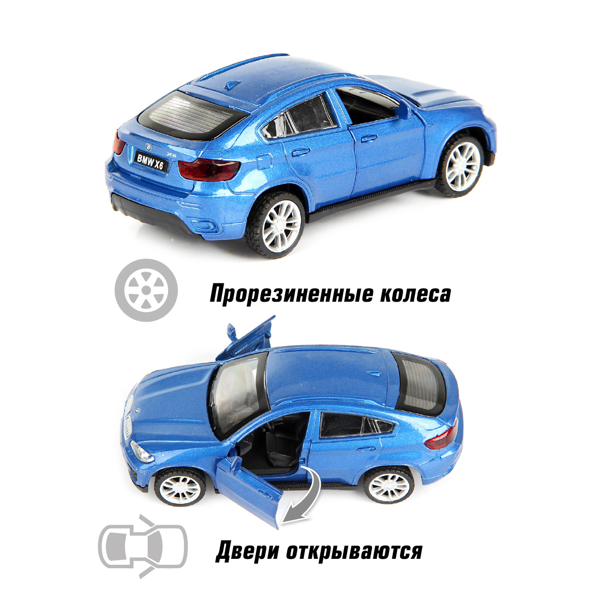 Автомобиль HOFFMANN BMW X6 1:43 инерционный синий 58012 - фото 3