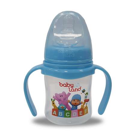Бутылочка Baby Land с ручками 150мл с силиконовой анатомической соской Air System голубой