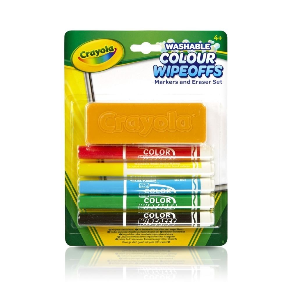 Фломастеры CRAYOLA стираемые 5 цветов с губкой - фото 1