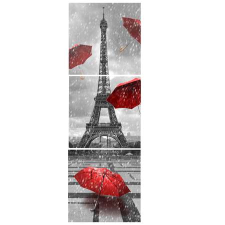 Комплект картин на холсте LOFTime Эйфилева башня красные зонты 30*30