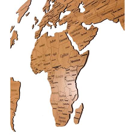 Карта мира на стену Afi Design деревянная 150х80 см Countries Rus дуб