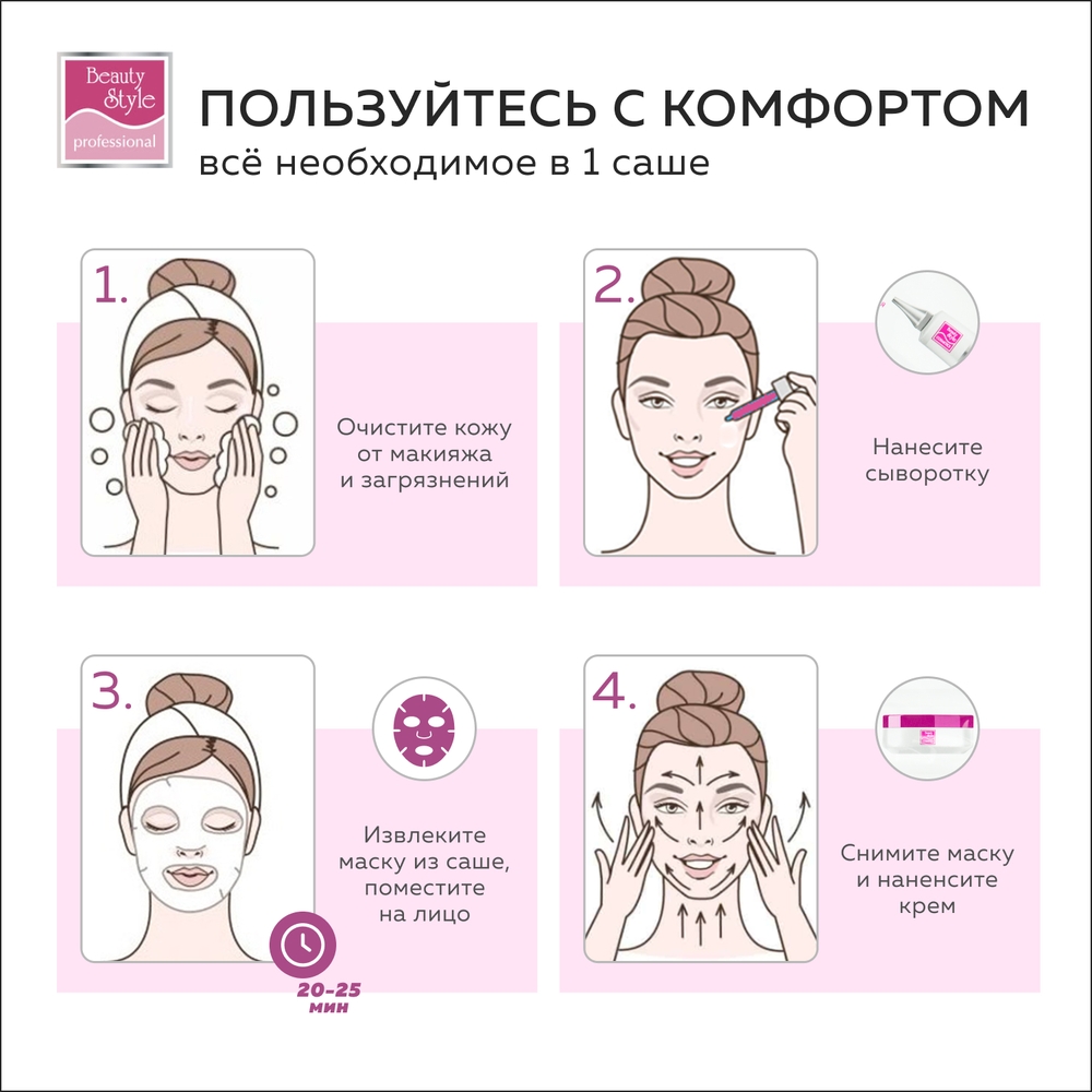 Трехфазная омолаживающая маска Beauty Style с дермаксилом 10 шт - фото 6