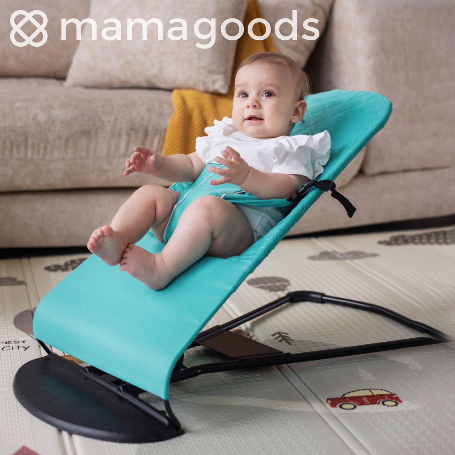 Детский складной шезлонг Mamagoods для новорожденных от 0 кресло качалка для малышей B3 - фото 1
