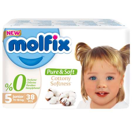 Подгузники Pure Soft №5 Junior Molfix 11-18 кг 38 шт