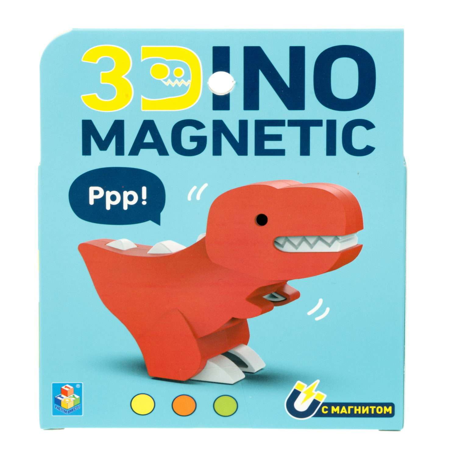 Сборная модель 1TOY 3Dino Magnetic Тираннозавр красный - фото 1