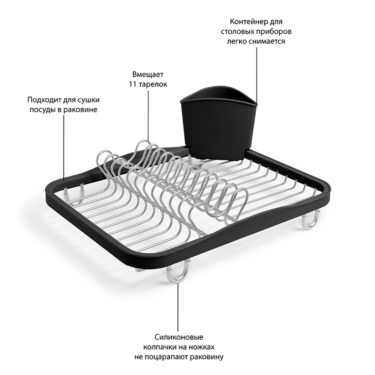 Сушилка для посуды Umbra Sinkin чёрная-никель - фото 13