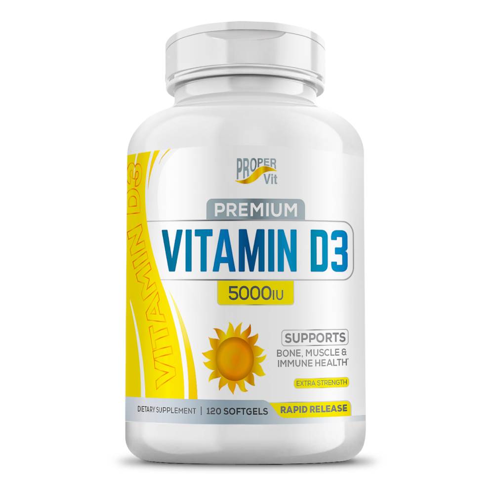 Витамины для взрослых Proper Vit D3 5000 120 капсул софтгель - фото 1