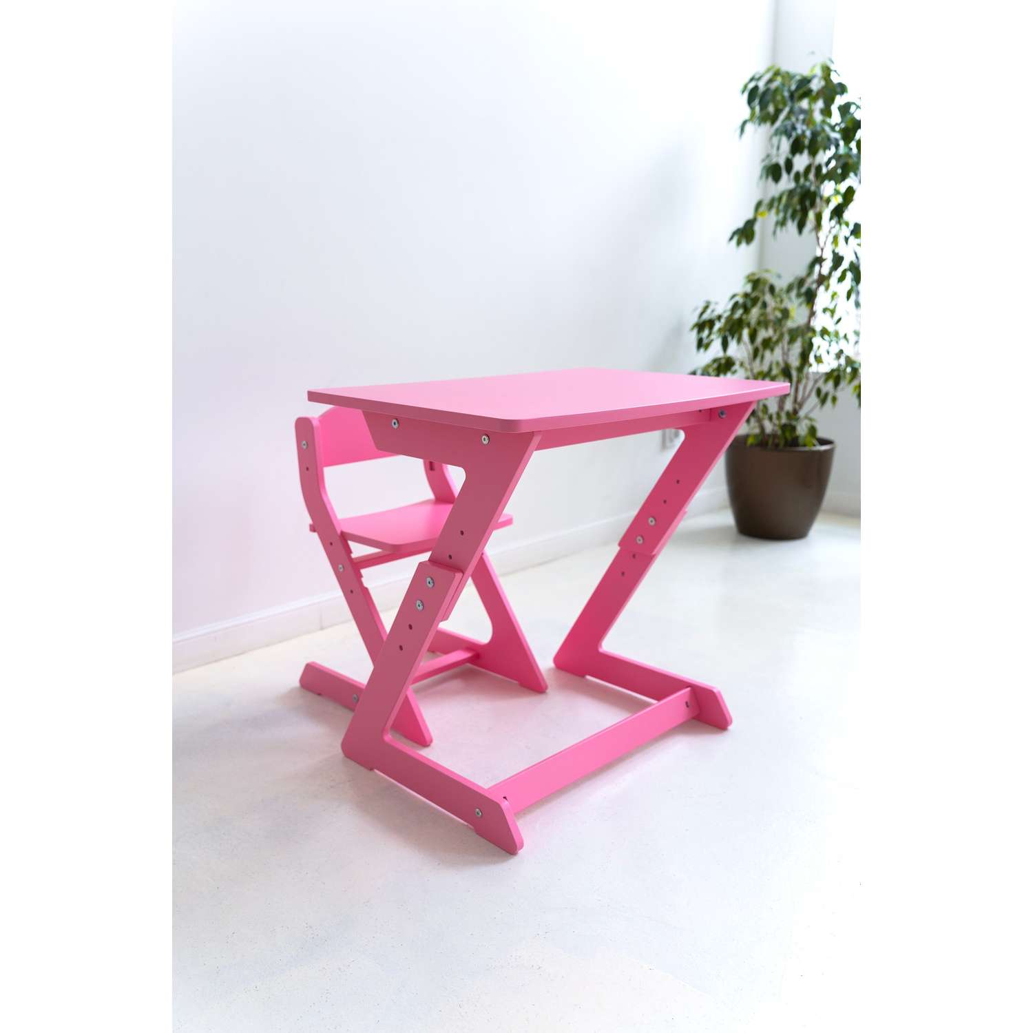 Детский растущий стол и стул Коняша розовый - фото 1