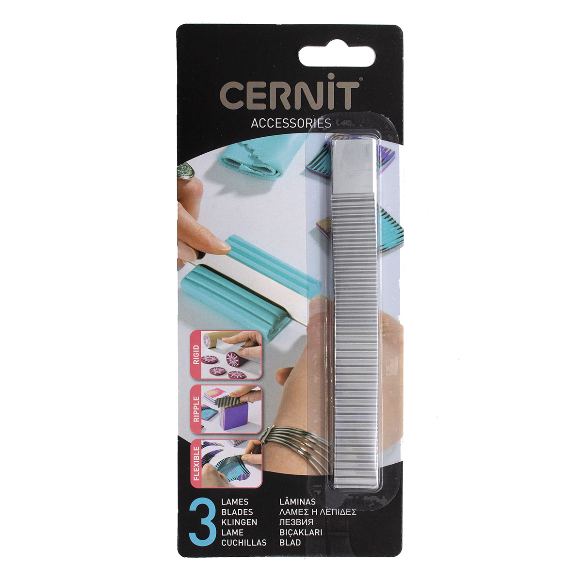 Инструменты для лепки Cernit лезвия металлические рельефное гибкое и жесткое 3 шт Цернит CE903 - фото 3