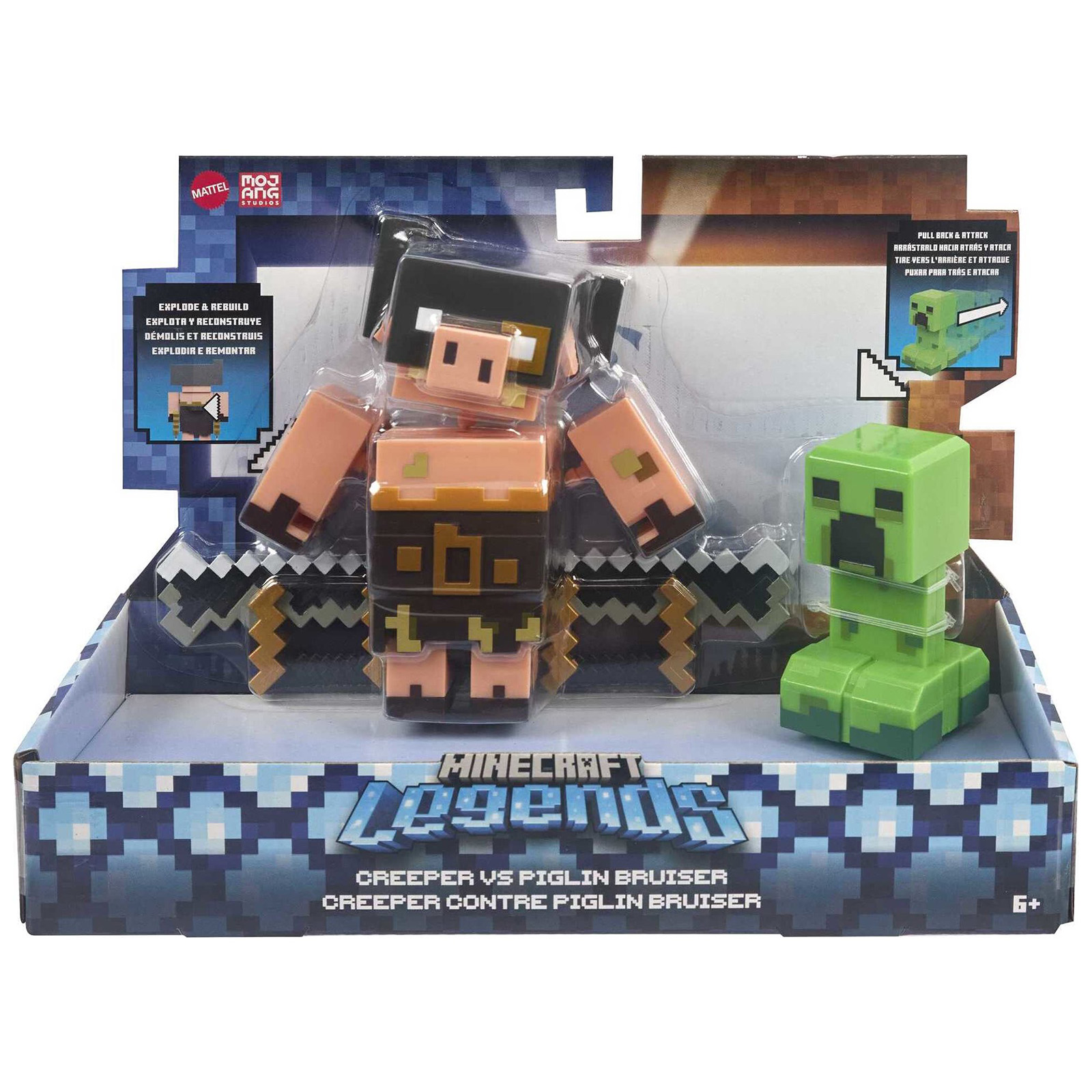 Фигурки Minecraft Legends Creeper vs Piglin Brute 2шт GYR98 - фото 4