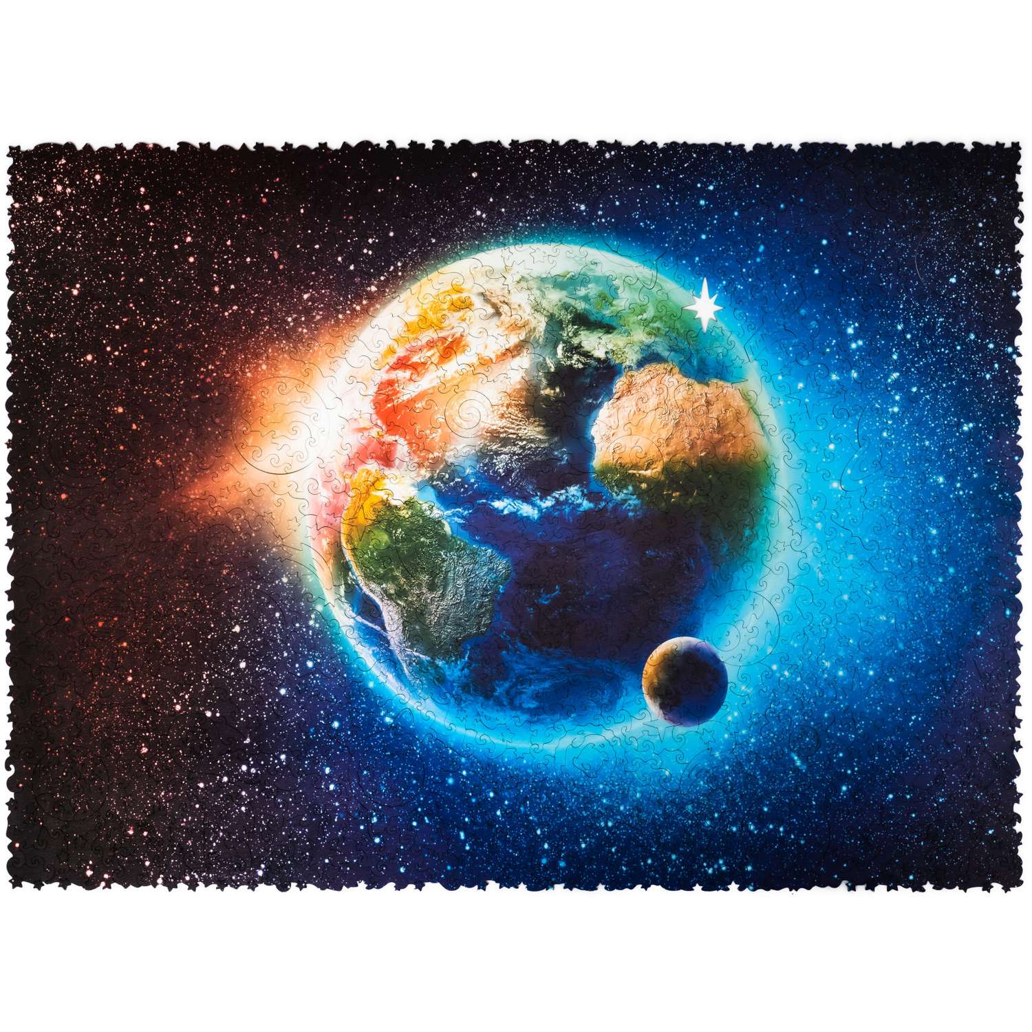Пазл деревянный WOOSAIC Планета Земля 60x44 см 1000 деталей - фото 1