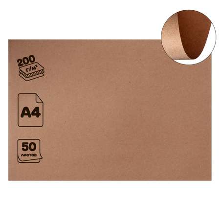 Крафт-бумага Calligrata для графики и эскизов А4 50 листов (210 х 300 мм) 200 г/м² коричневая