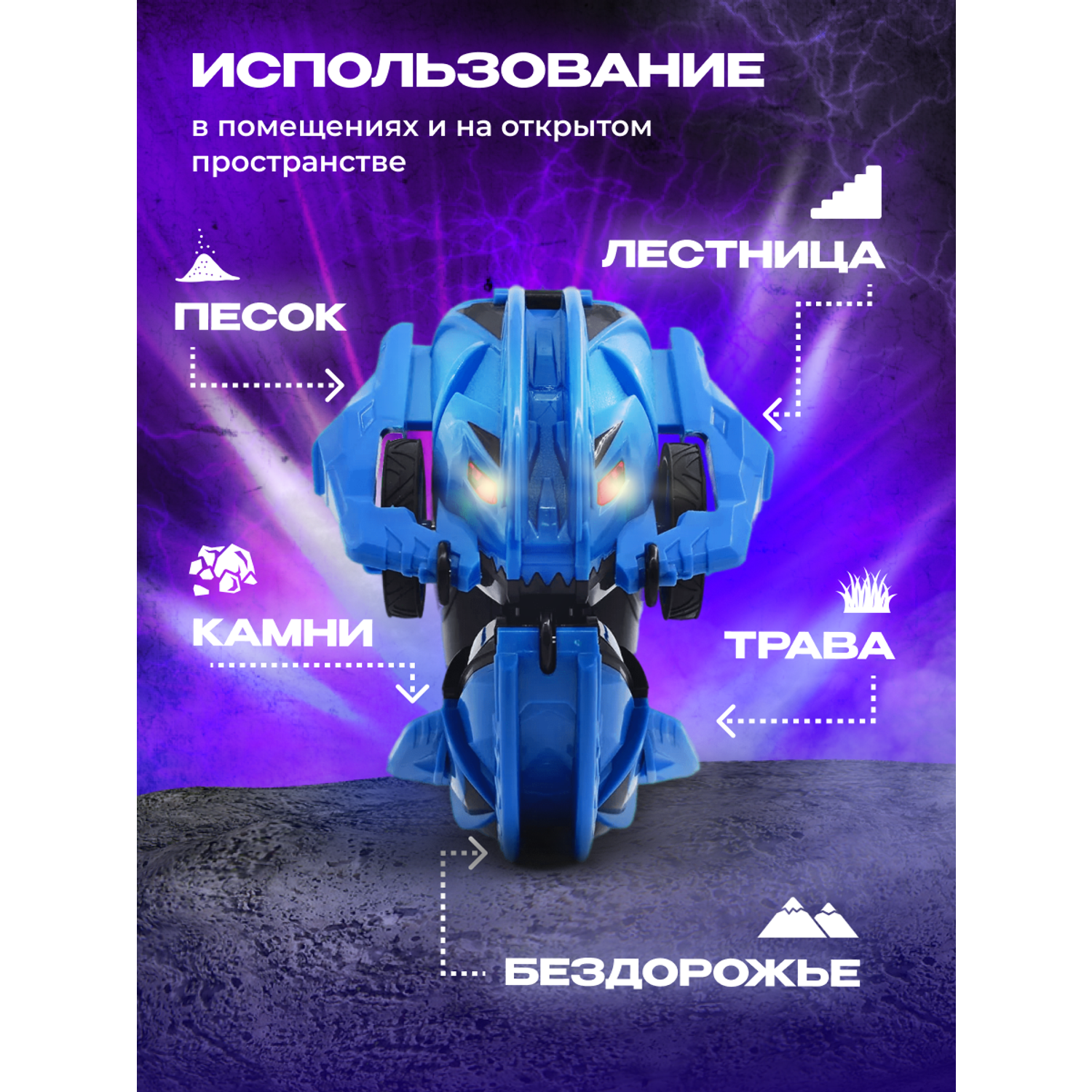 Игрушка радиоуправляемая Terra Sect машинка трансформер в виде ящерицы синяя - фото 10