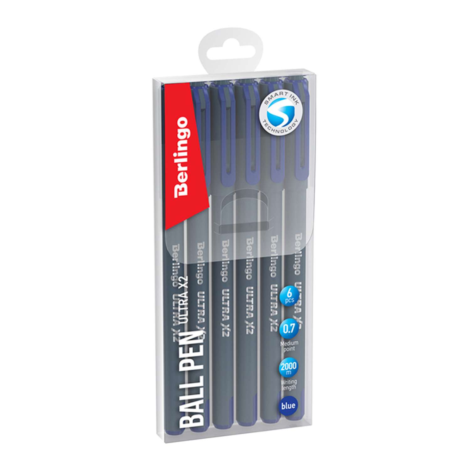 Набор ручек шариковых Berlingo Ultra X2 синяя 0.7 мм игольчатый стержень 6 шт - фото 1