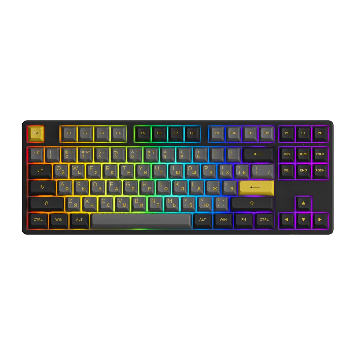 Клавиатуры AKKO 5087S-Black Gold USB Cable RGB Hot Swap Jelly Purple ASA profile - фото 1