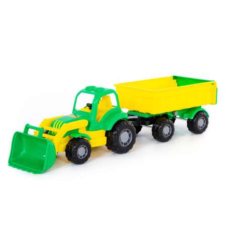 Трактор Полесье с прицепом и ковшом зеленый 50 см