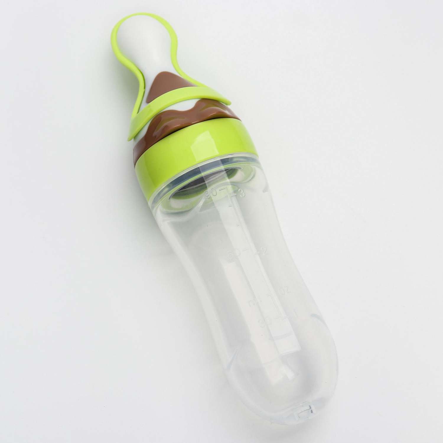 Бутылочка Крошка Я силиконовая с ложкой 90 мл цвет зеленый - фото 1