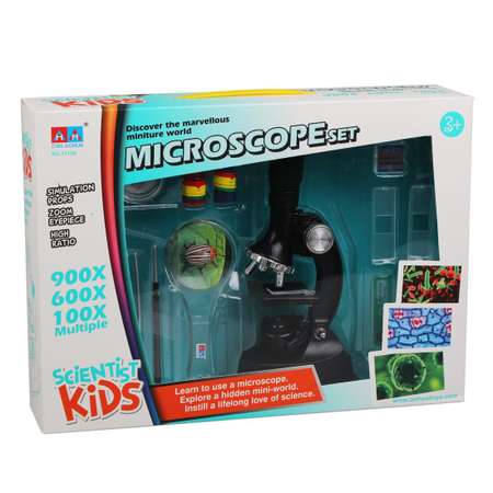 Микроскоп детский Наша Игрушка 100х увеличение 3 объектива