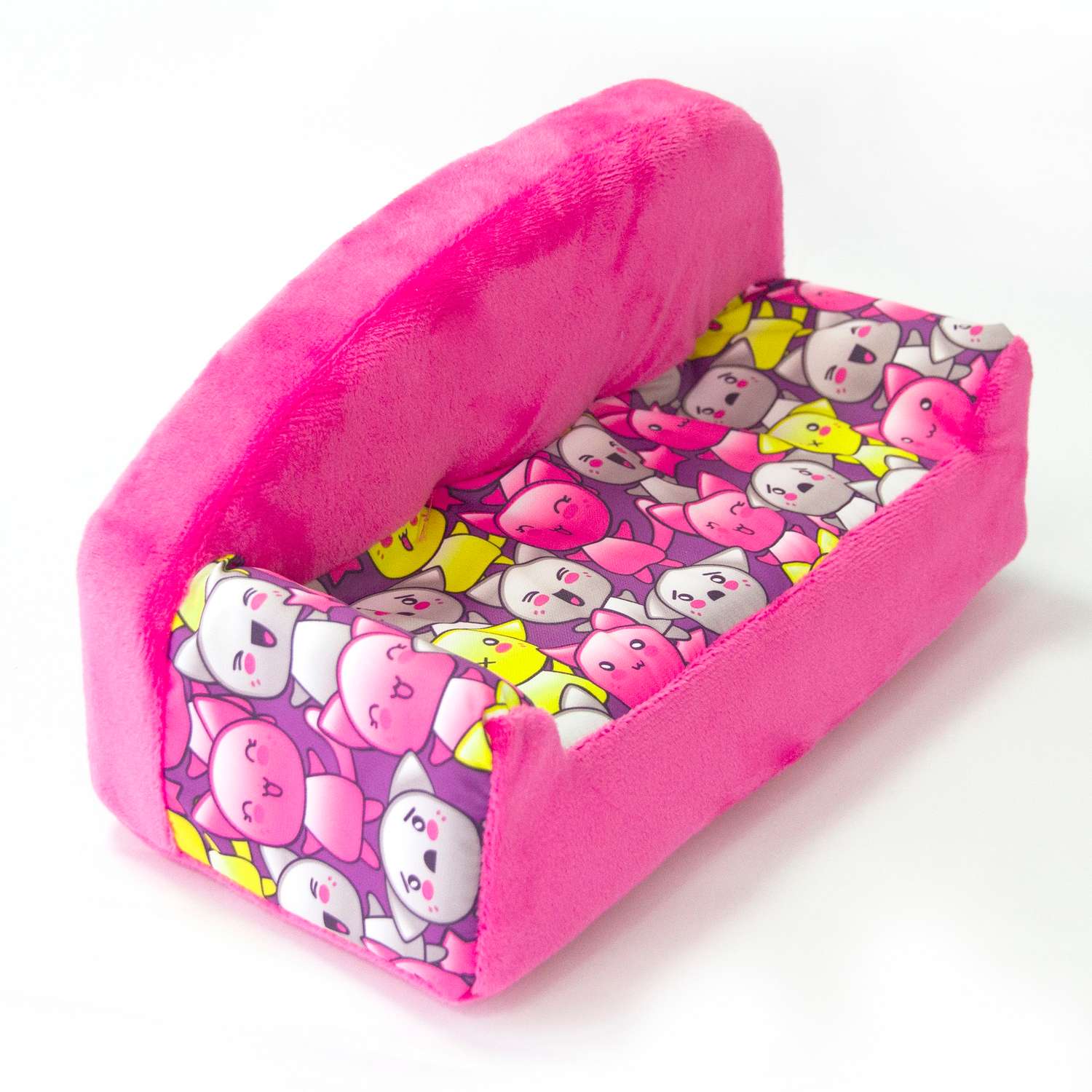 Набор мебели для кукол Belon familia Принт хор котят фиолетовый диван с круглой спинкой 2 подушки НМ-002/1-33 - фото 3