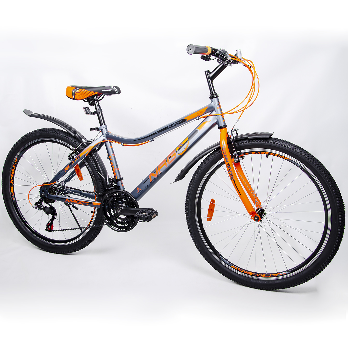 Велосипед NRG BIKES FOX 26 gray-orange-black - фото 9