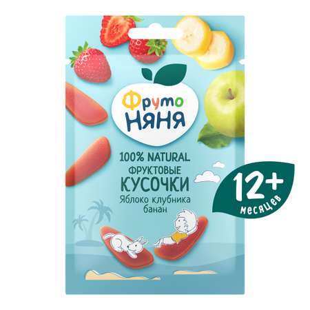 Кусочки фруктовые ФрутоНяня из яблок клубники и бананов 15г с 12месяцев