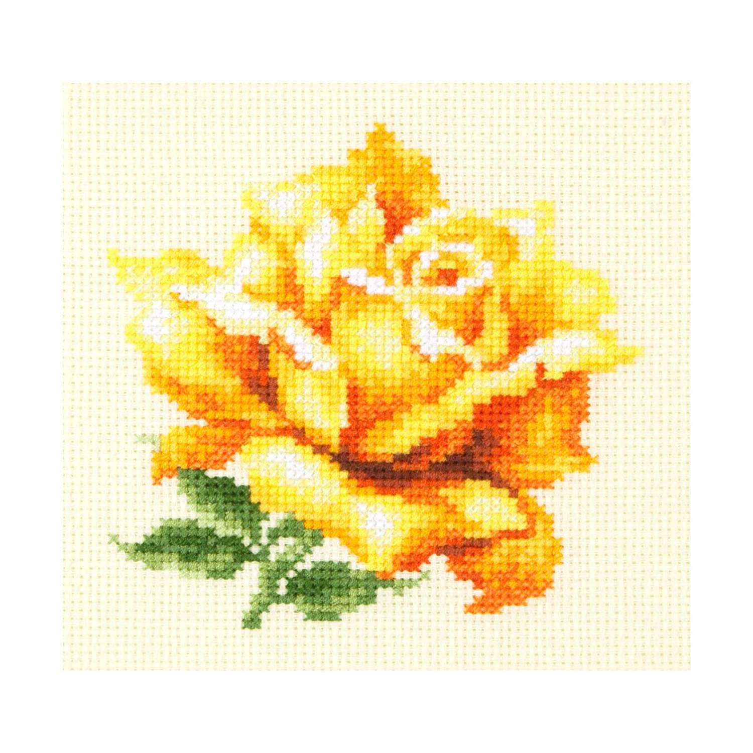 Набор для вышивания Чудесная игла крестом 150-005 Жёлтая роза 11х11см - фото 1