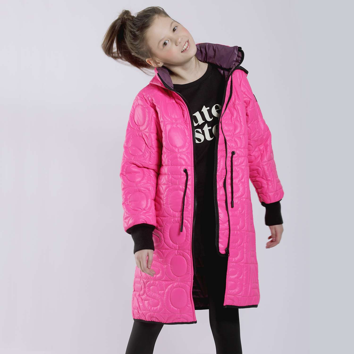 Пальто Orso Bianco OB41031-12_ярк.розовый/сливовый - фото 2