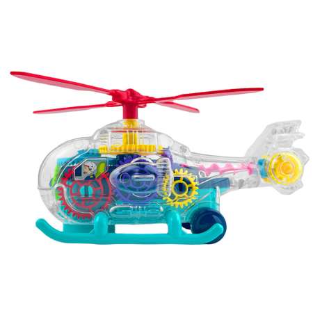 Вертолет прозрачный BalaToys С шестеренками светящийся музыкальный