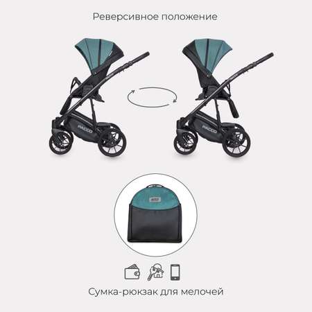 Коляска детская универсальная Riko Basic PACCO 2 в 1 03 Lagoon бирюзовый-черный