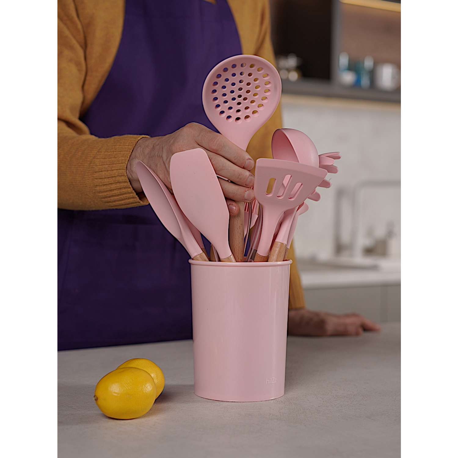 Набор кухонных принадлежностей HILZZ 12 предметов розовый - фото 5