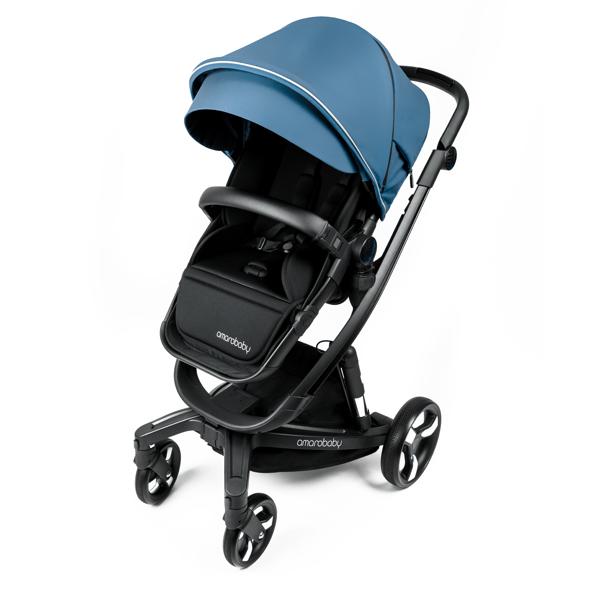 Коляска детская 2 в 1 AmaroBaby TUTUM с AUTO BRAKE синий - фото 29