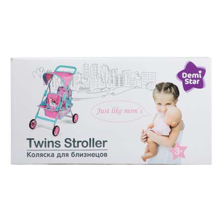Коляска для куклы Demi Star прогулочная для близнецов 9618 Princess