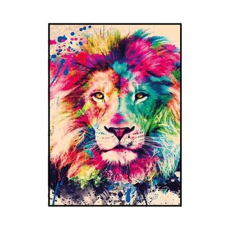 Алмазная мозаика Seichi Разноцветный лев 40х50 см