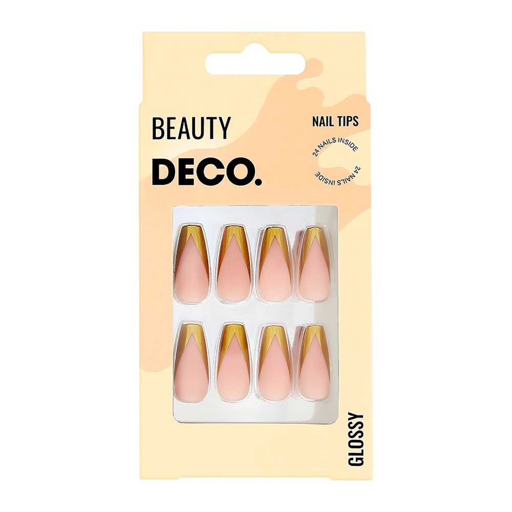 Набор накладных ногтей DECO. Glossy gold french (24 шт + клеевые стикеры 24 шт) - фото 3