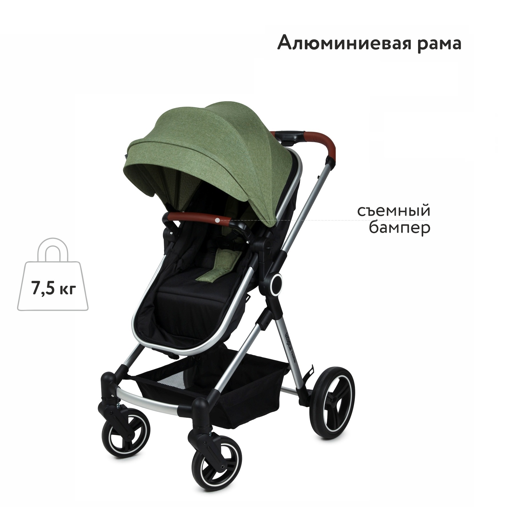 Коляска трансформер Babyton FlexiRide Black-Green - фото 4