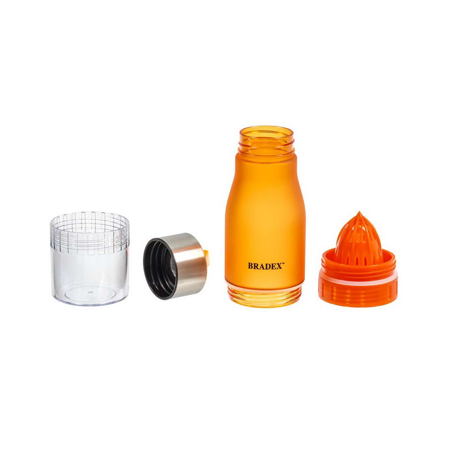 Бутылка для воды Bradex 0.6л оранжевая с соковыжималкой SF 0519 - фото 3