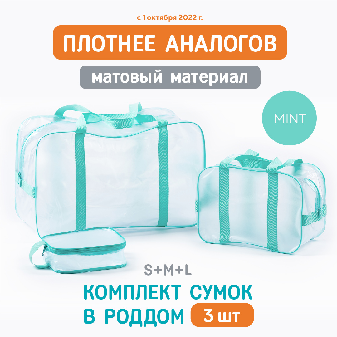 Сумка в роддом Wolli Матовый мятный комплект 3 шт - фото 2