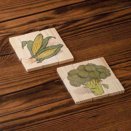 Развивающая игра Тутси Собери картинку Овощи 2 плашки дерево 18 элементов