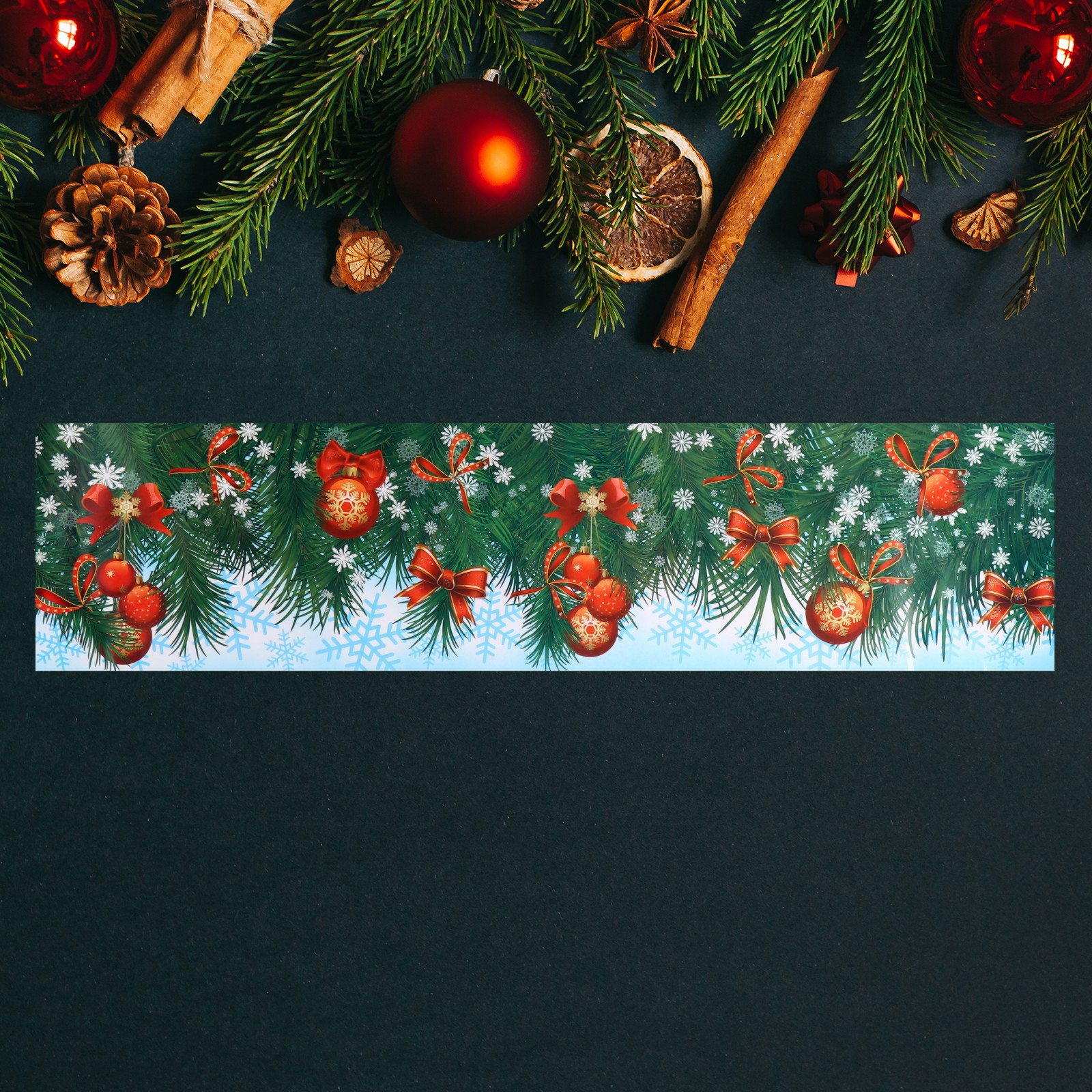 Наклейки Sima-Land на окна «Новогодние» ёлка 60х15 см - фото 1
