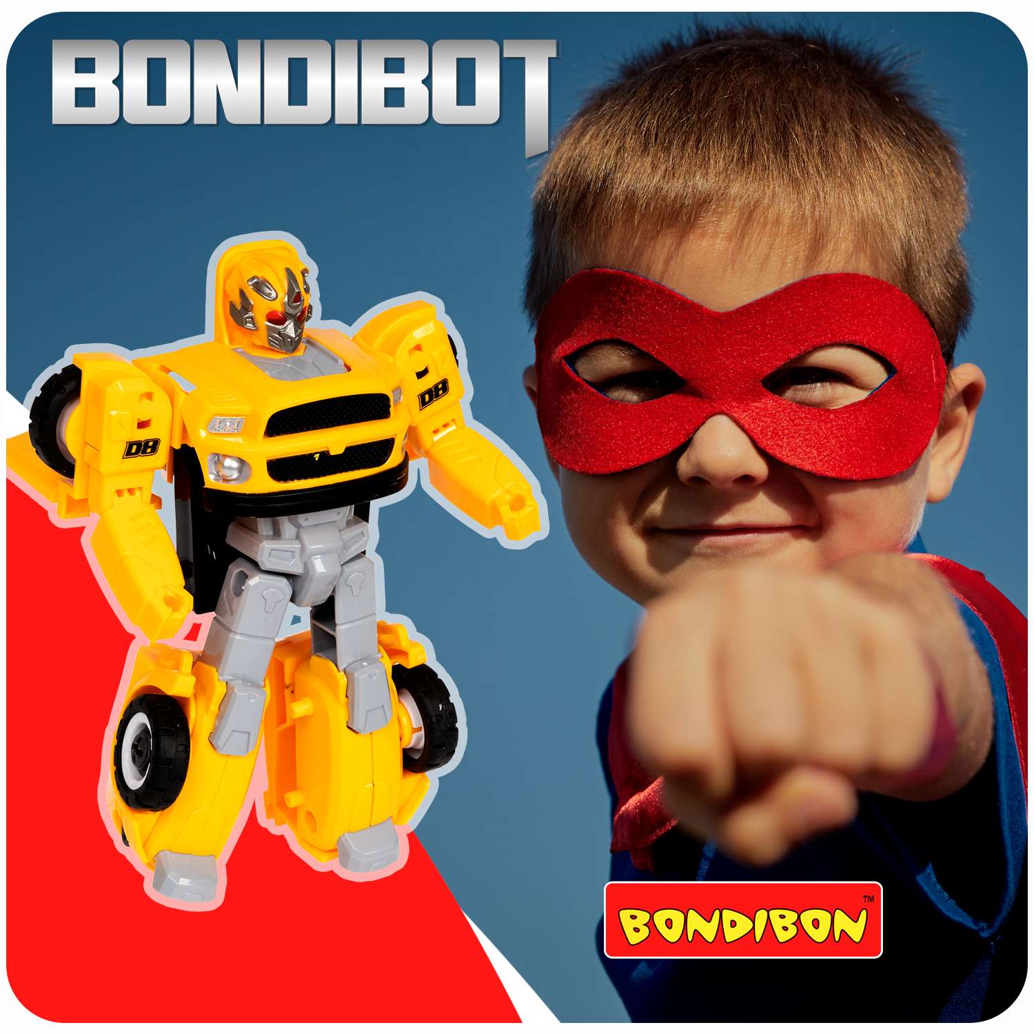 Трансформер BONDIBON Bondibot Робот-автомобиль кабриолет с отвёрткой 2 в 1 жёлтого цвета - фото 11
