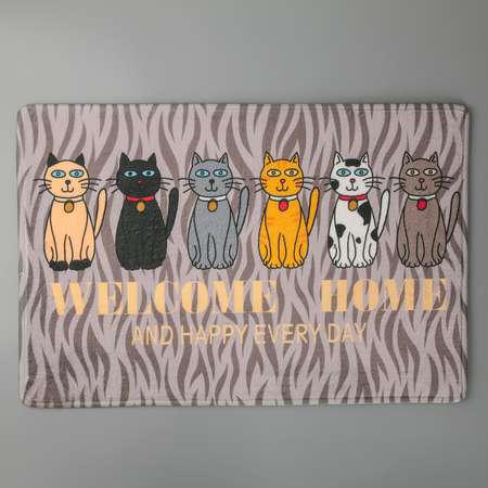 Коврик Доляна для дома «Кошки» 40×60 см цвет коричневый