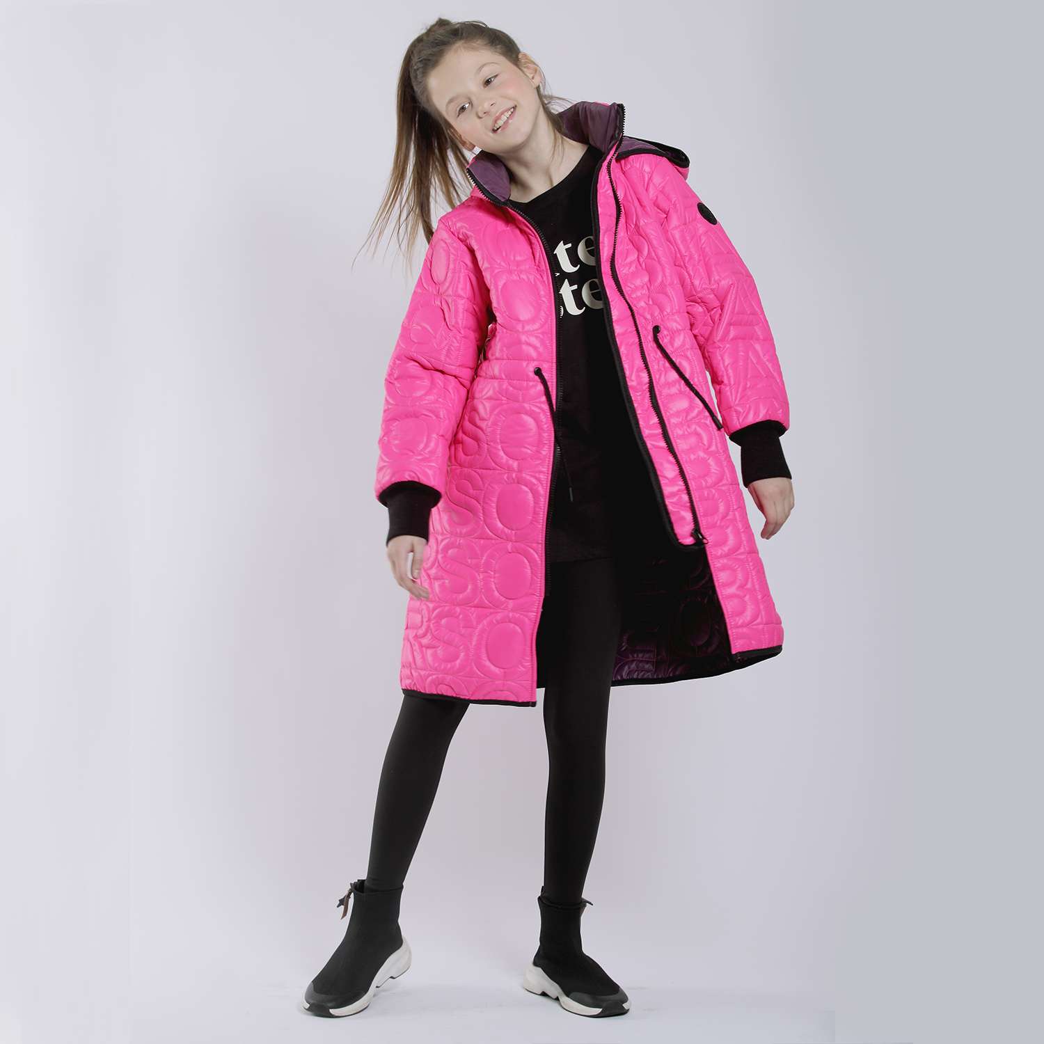 Пальто Orso Bianco OB41031-12_ярк.розовый/сливовый - фото 4