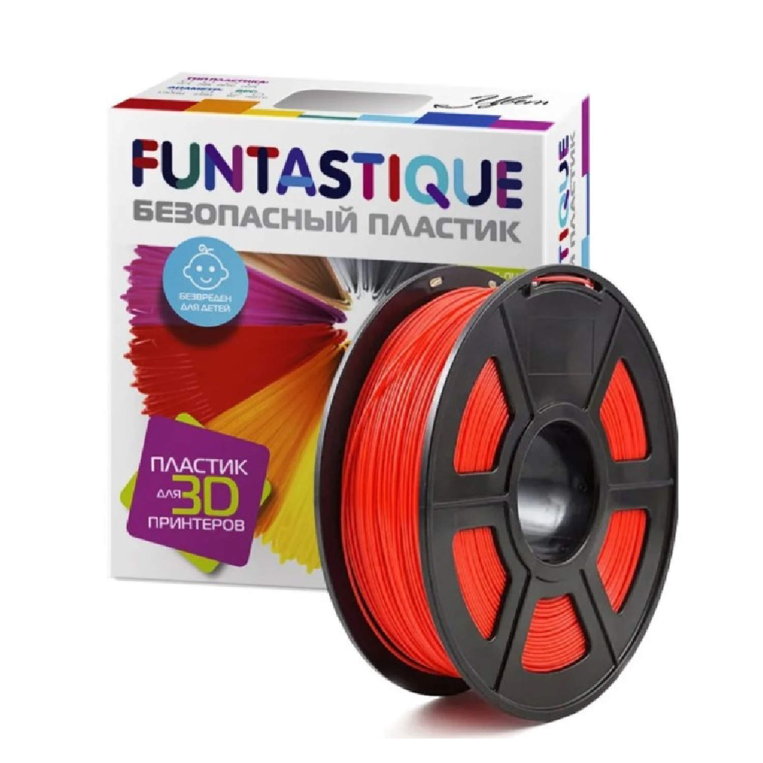 Пластик для 3D печати FUNTASTIQUE ABS 1.75 мм 1 кг Красный - фото 1