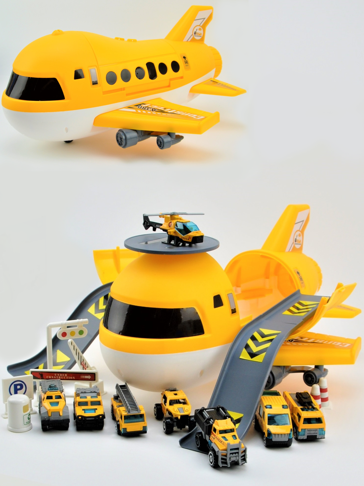 Игровой набор GRACE HOUSE самолёт с 8 машинками паркингом и треком SamolAvto201245359желтый - фото 1