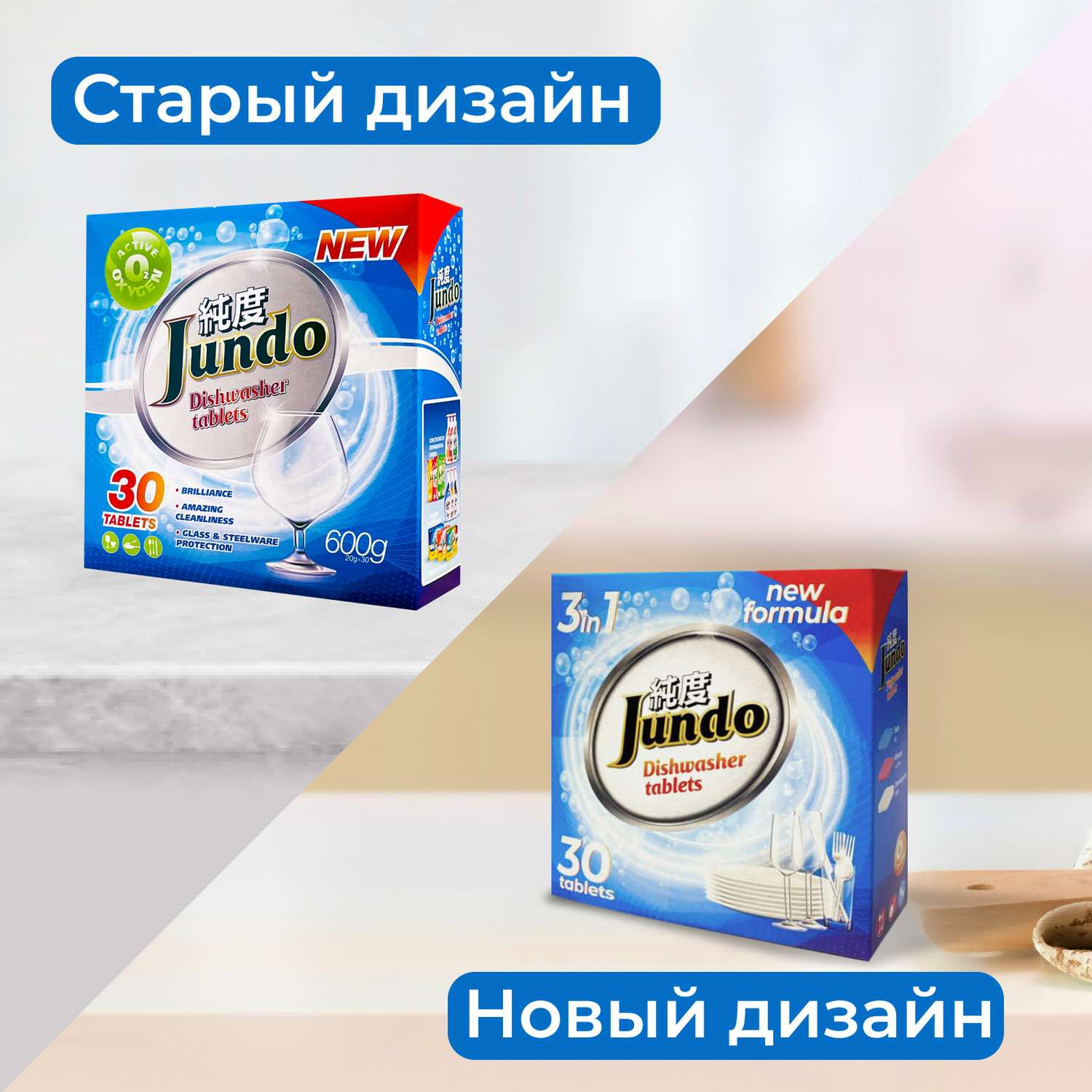 Таблетки для мытья посуды Jundo Active Oxygen 30 шт 3 в 1 без запаха с активным кислородом - фото 2