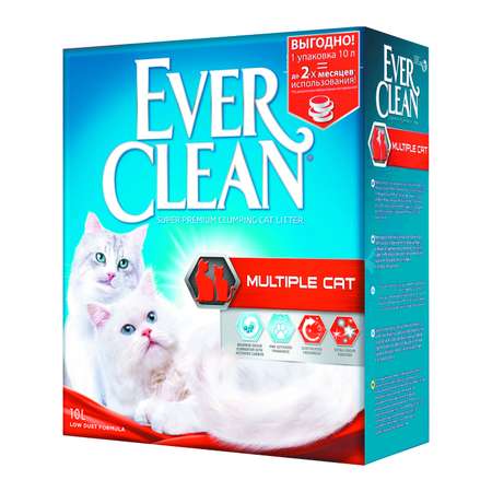 Наполнитель для кошек EVER CLEAN Multiple Cat комкующийся 10л 59654