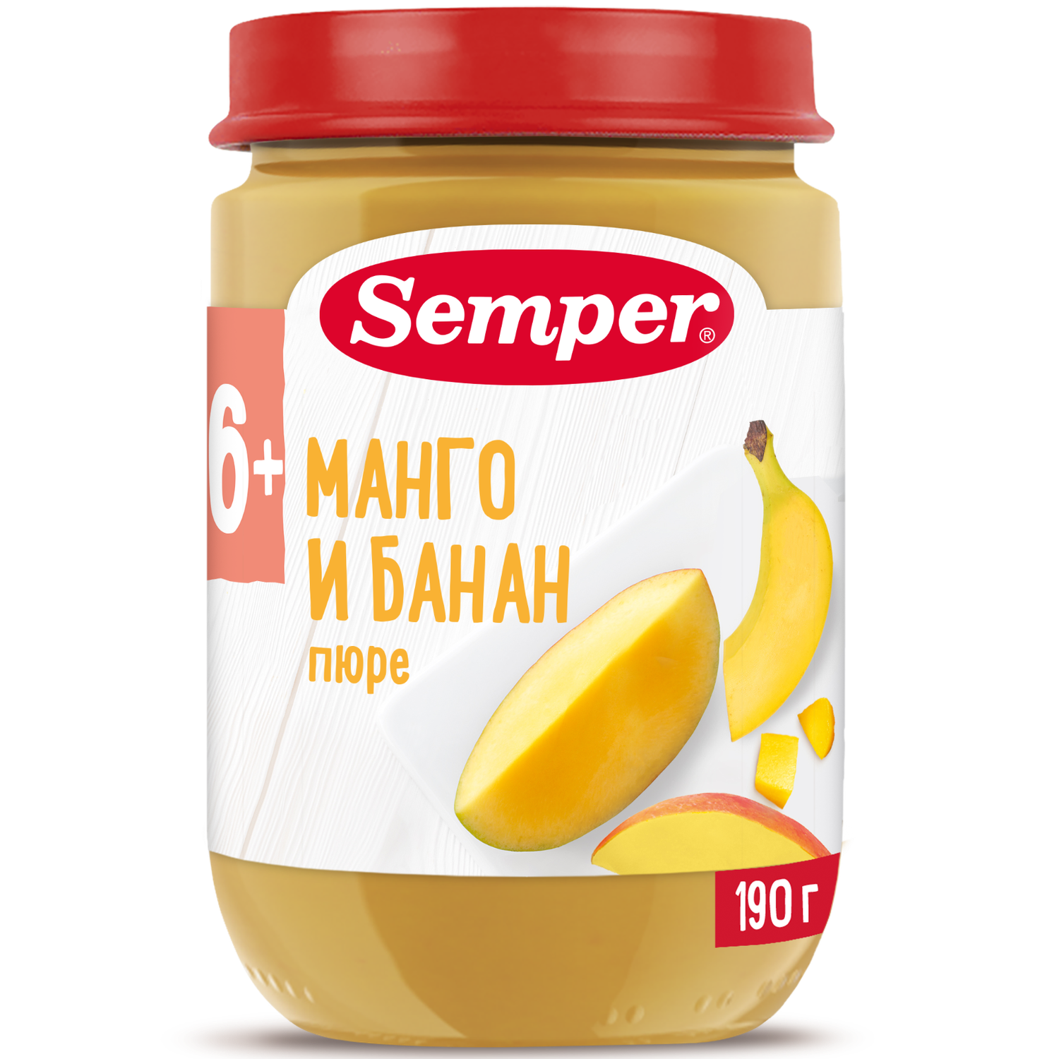 Пюре Semper манго-банан 190г с 6месяцев - фото 1